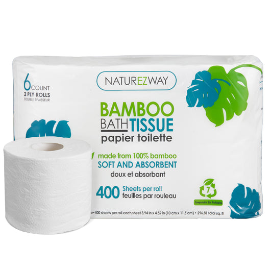 Eco-Friendly 2-Ply Toilet Paper – Compostable Bamboo Tissue Rolls