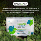 Eco-Friendly Bamboo Bath Tissue - 6 Rolls, 2-Ply, 400 Sheets per Roll | Soft, Strong, Sustainable Toilet Paper