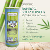 Bamboo Disposable Shop Towels (Single Roll)- Multi-purpose, Durable, and Reusable, Planet-friendly, Ultra-Absorbent