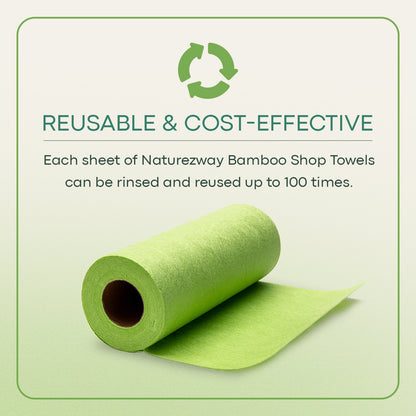 Eco-Friendly Bamboo Disposable Shop Towels Single Roll Multi purpose, Durable, and Reusable, Planet friendly, Ultra Absorbent – Compostable & Sustainable