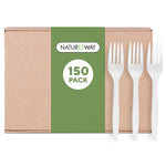 100% Compostable Forks - 150 Pack, Disposable Eco Fork Utensil Sets - Eco Friendly