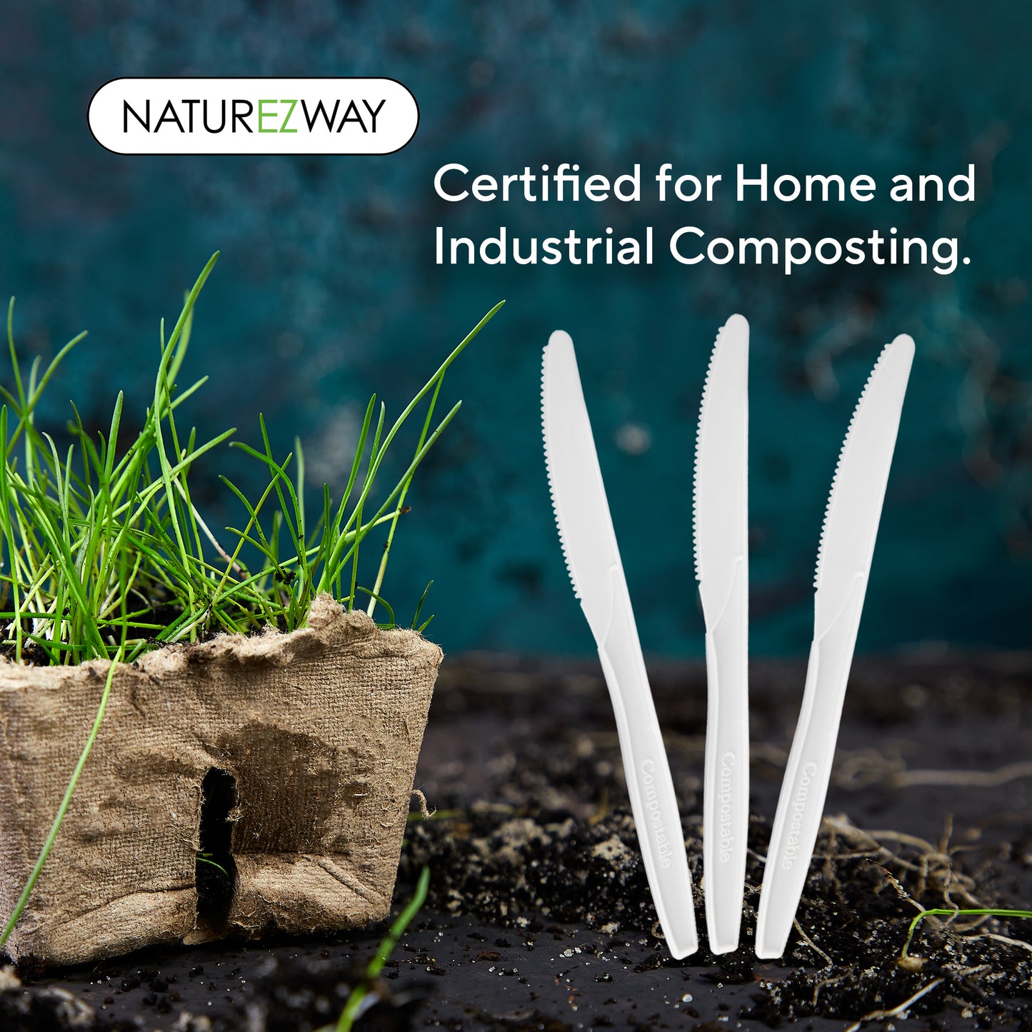 Eco-Friendly 100% Compostable Knives – 150 Pack | Eco Friendly Disposable Cutlery Set – Compostable & Sustainable