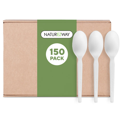 Eco-Friendly 100% Compostable Spoons – 150 Pack | Eco Friendly Disposable Utensil Set – Compostable & Sustainable