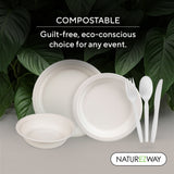 Bamboo Plates Compostable Tableware Set | Naturezway - 300-Piece Eco-Friendly Plates, Bowls & Utensils