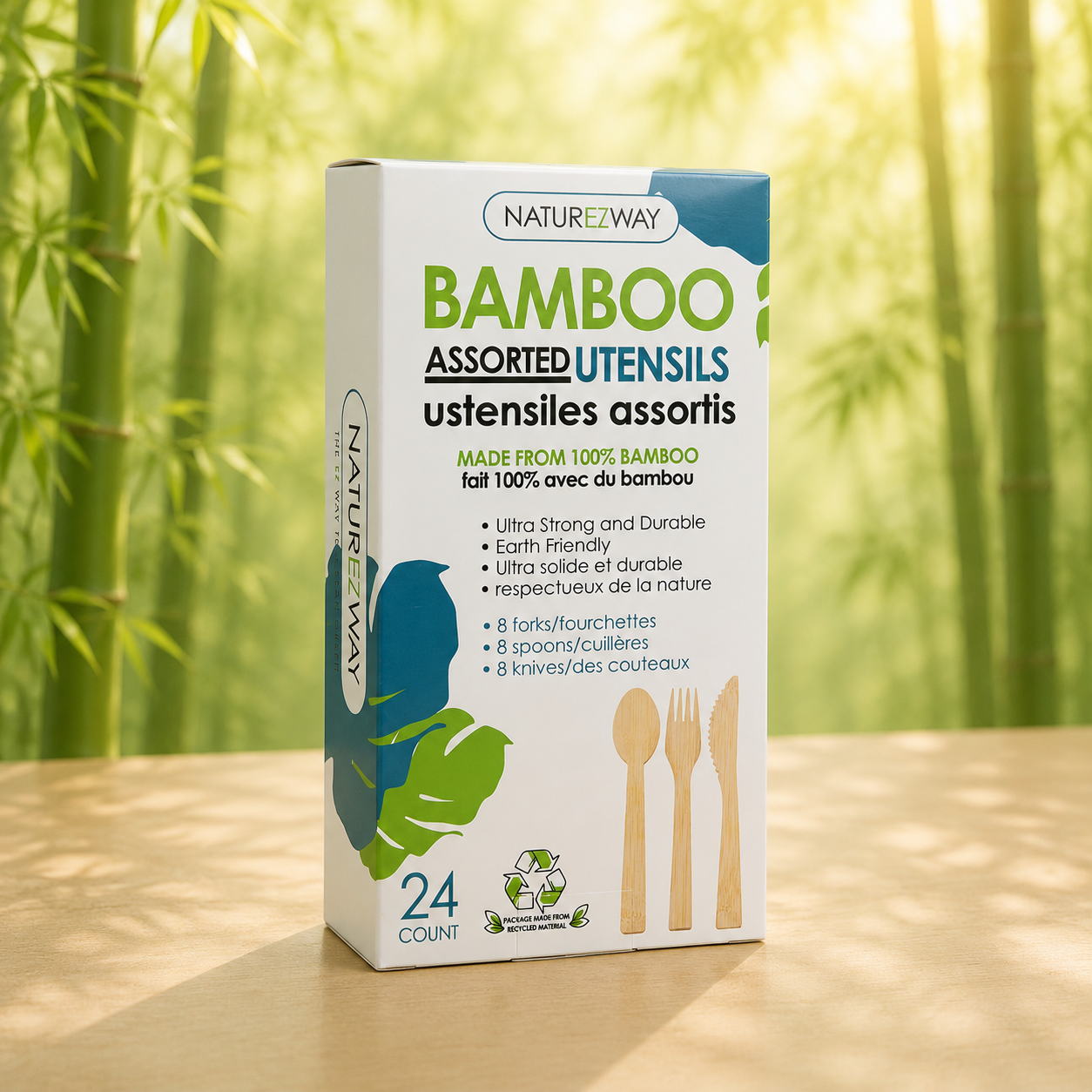 Bamboo Cutlery Set – Compostable Spoons, Forks & Knives for Events