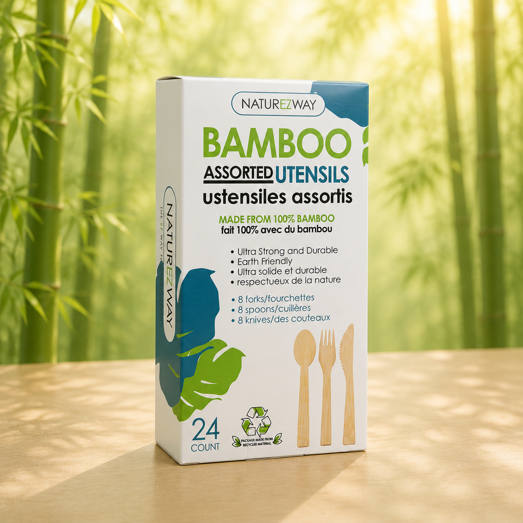 Bamboo Cutlery Set – Compostable Spoons, Forks & Knives for Events