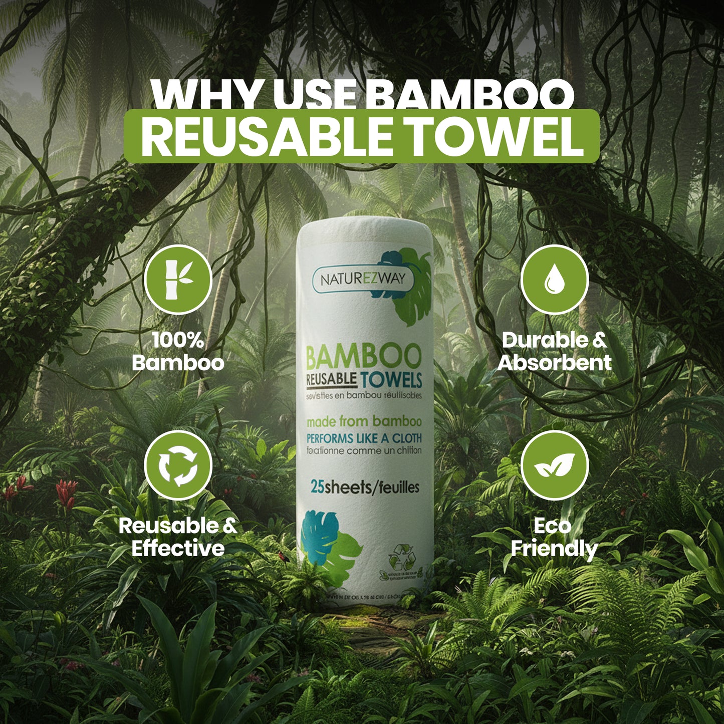 Disposable Bamboo Paper Towels – Strong, Absorbent, Eco-Friendly