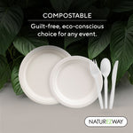 Bamboo Plates Compostable Tableware Set | Naturezway 250 Piece Eco-Friendly Plates & Utensils