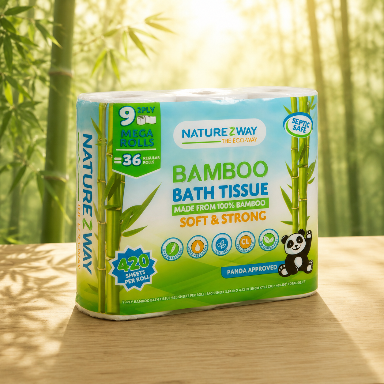 Eco-Friendly 2-Ply Toilet Paper – Compostable Bamboo Tissue Rolls
