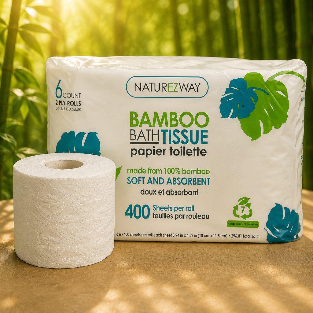 Eco-Friendly 2-Ply Toilet Paper – Compostable Bamboo Tissue Rolls