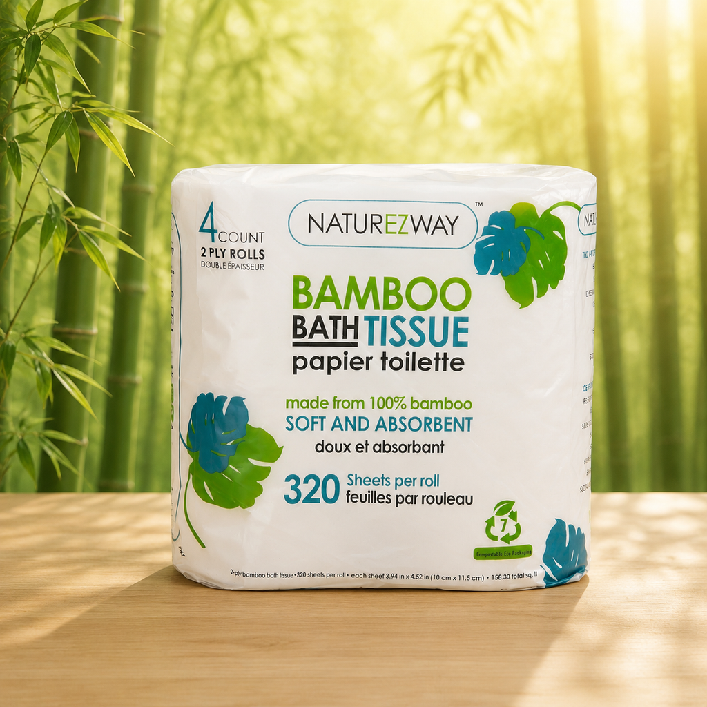 Eco-Friendly 2-Ply Toilet Paper – Compostable Bamboo Tissue Rolls