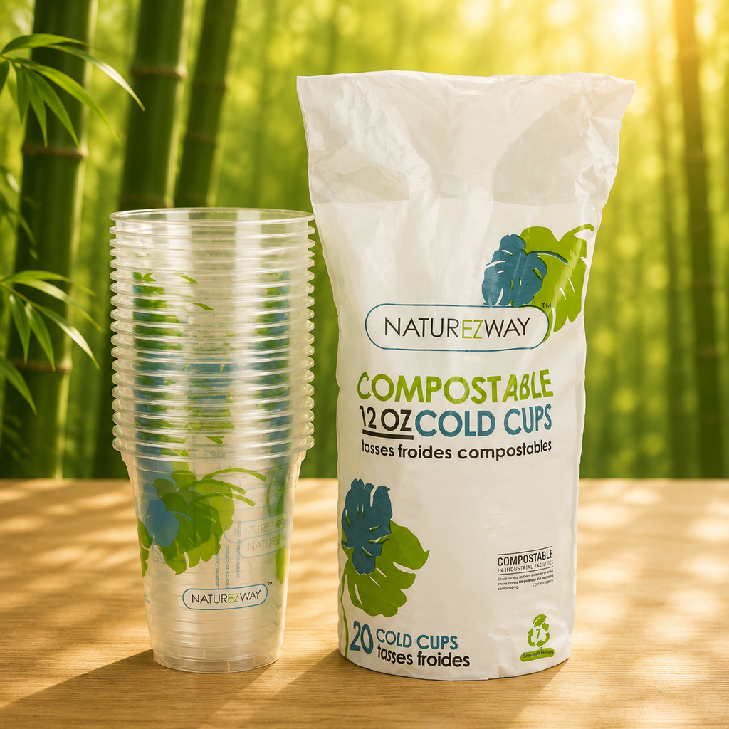 Eco-Friendly 20 PACK 12 oz. Compostable Disposable Cold Cups – Compostable & Sustainable