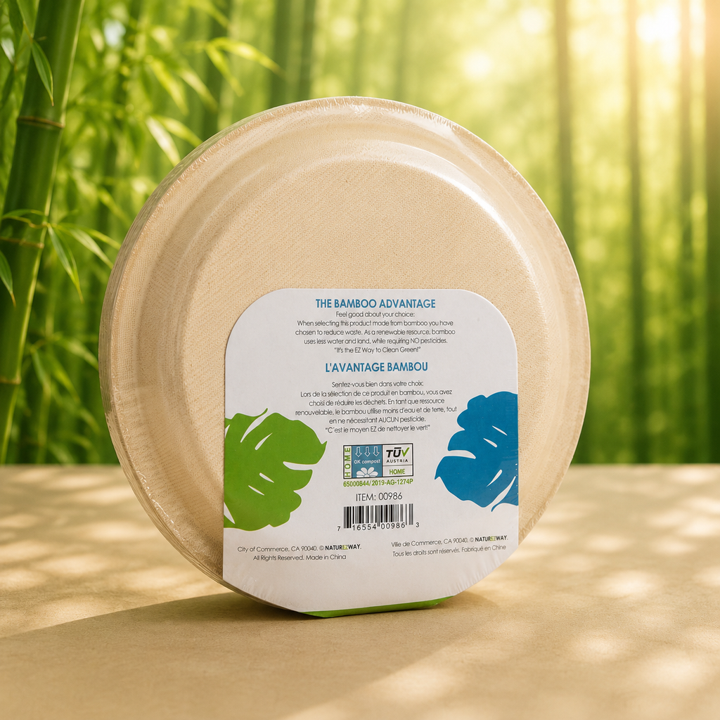 Eco-Friendly 20 PACK 9" Inch Bamboo Round Plates – Compostable & Sustainable