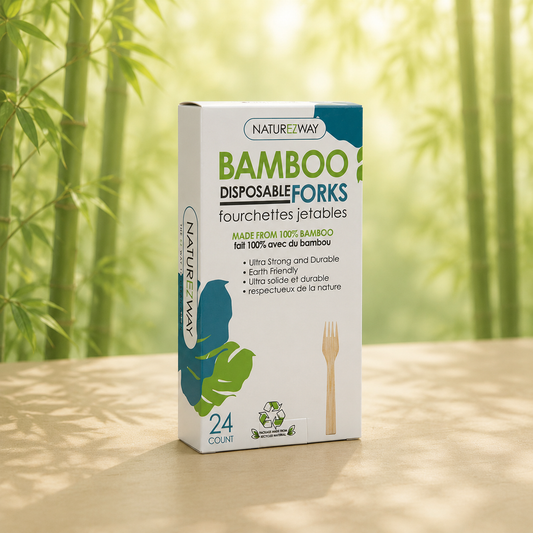 Eco-Friendly 24 PACK Bamboo Disposable Forks – Compostable & Sustainable
