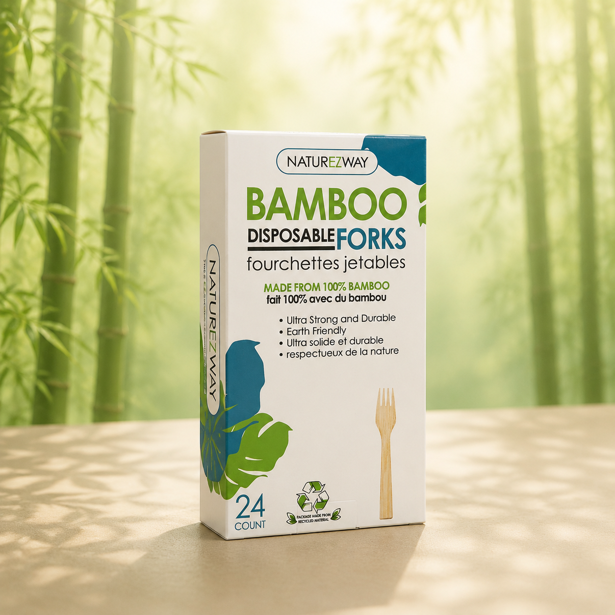 Eco-Friendly 24 PACK Bamboo Disposable Forks – Compostable & Sustainable