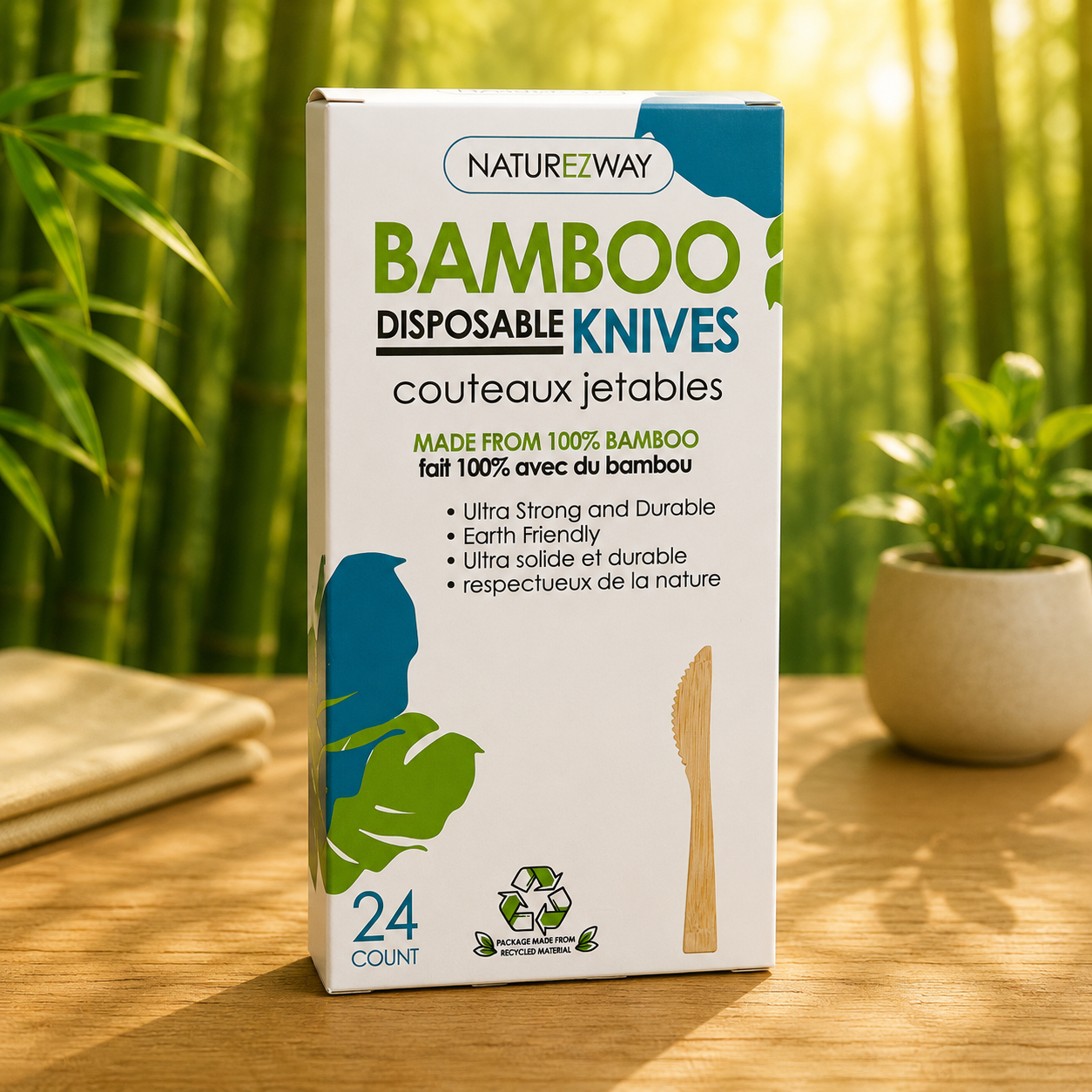 NatureZway premium bamboo disposable knives
