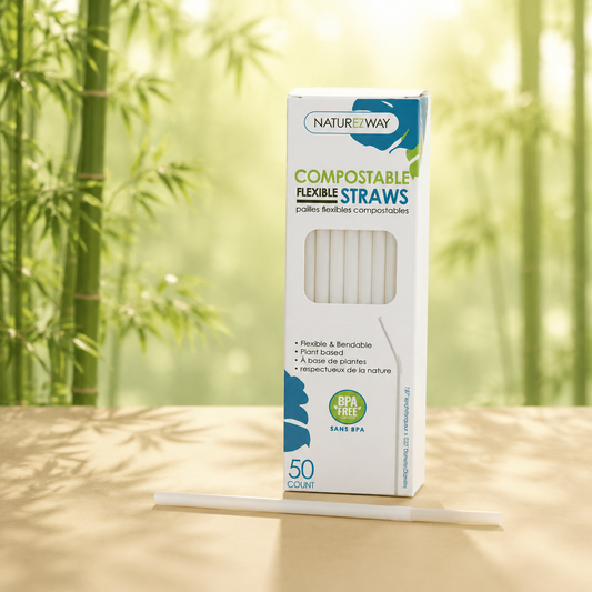 Eco-Friendly 50 PACK Compostable Flexible Straws – Compostable & Sustainable