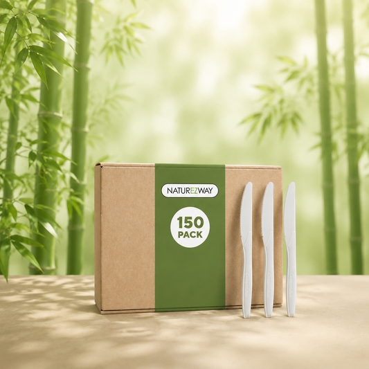Eco-Friendly 100% Compostable Knives – 150 Pack | Eco Friendly Disposable Cutlery Set – Compostable & Sustainable