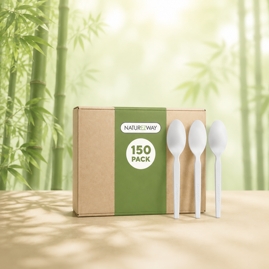 Eco-Friendly 100% Compostable Spoons – 150 Pack | Eco Friendly Disposable Utensil Set – Compostable & Sustainable