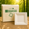Eco-Friendly 125 PACK 8” Inch Square Bamboo Plates – Compostable & Sustainable