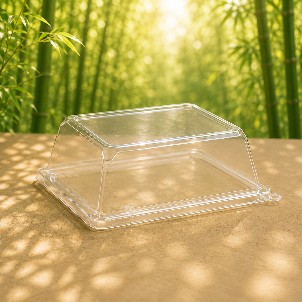 Eco-Friendly 125 Pack To Go Clear Lids for 8" Square Plates – Compostable & Sustainable