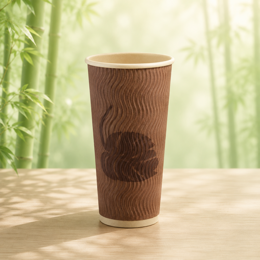 Eco-Friendly 25 PACK 20 oz. Double Sleeved Ripple Hot Cups – Compostable & Sustainable
