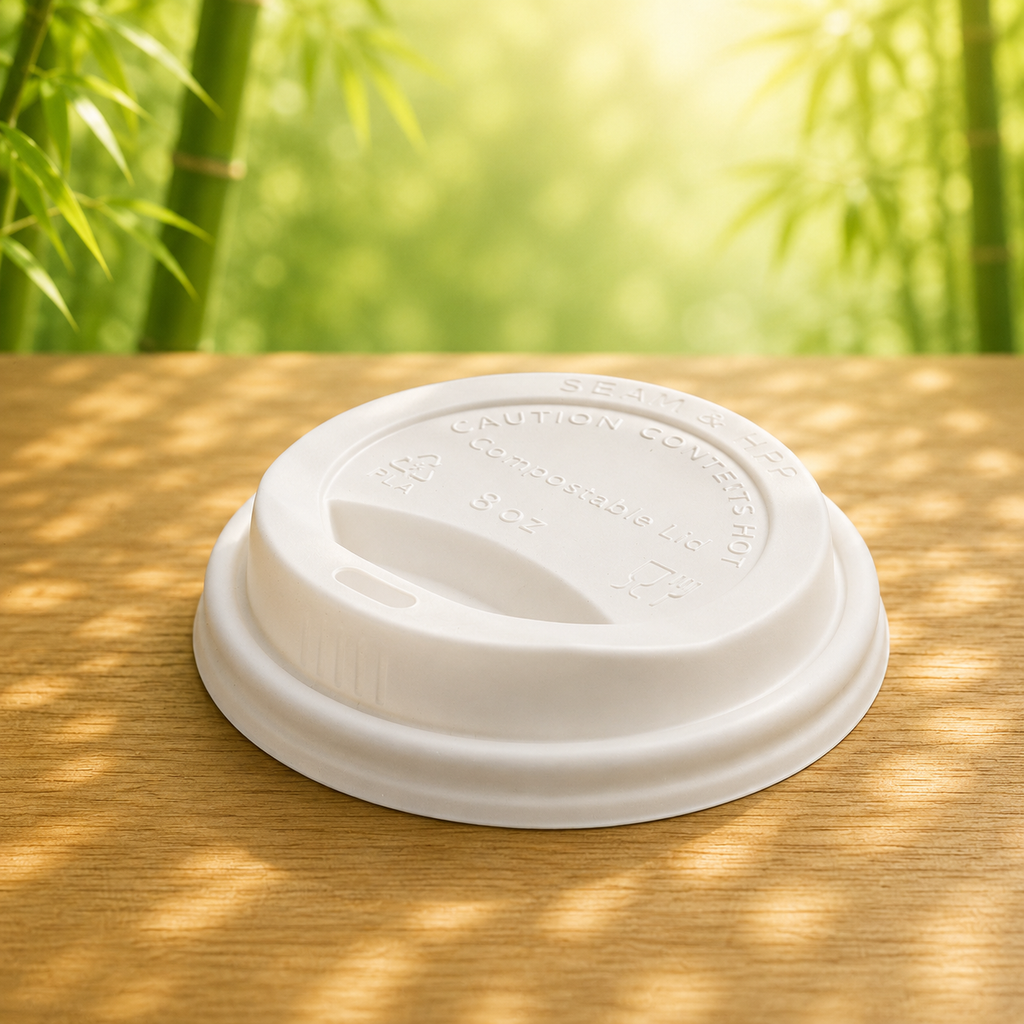Eco-Friendly 50 PACK Frosted Lids for 8 oz. Cups – Compostable & Sustainable