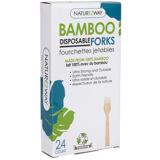 Eco-Friendly 24 PACK Bamboo Disposable Forks – Compostable & Sustainable