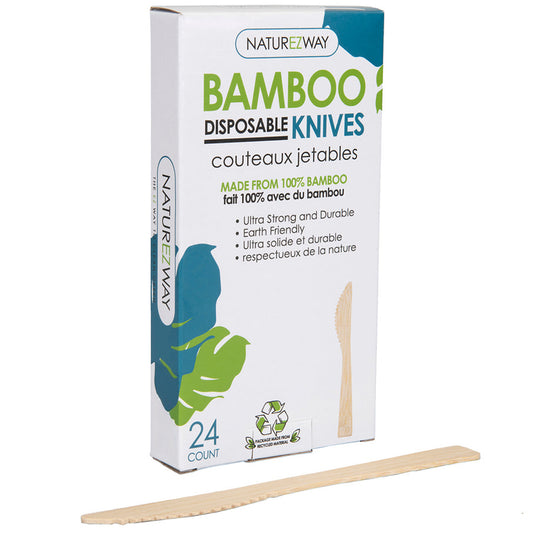 Eco-Friendly 24 PACK Bamboo Disposable Knives – Compostable & Sustainable