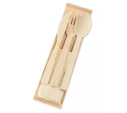 Eco-Friendly 100 PACK Utensil Sets Forks/Knives/Spoons & Napkin – Compostable & Sustainable