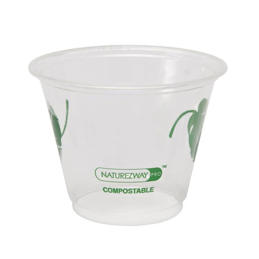 NatureZway 9 oz Compostable Cold Cups, 1000 Pack - Plant-Based & Leak-Proof, Eco-Friendly Party Cups