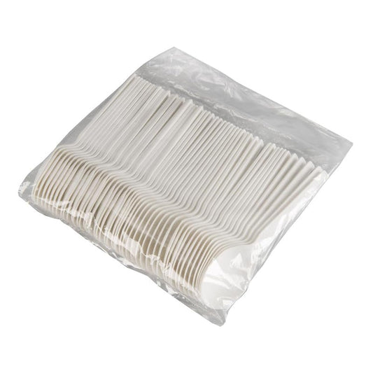 NatureZway 50 Pack Individually Wrapped Bamboo Disposable Spoons - Restaurant Grade Quality, Plant-Based, Heavy Duty