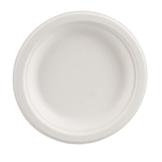 NatureZway 125 Pack 6" Bamboo Sugarcane Round Plates - Compostable, Leak-Proof, Heavy-Duty, Microwave Safe