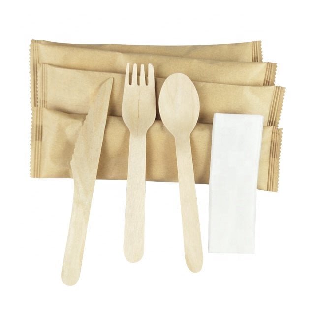 NatureZway Bamboo Disposable Cutlery Sets (Fork, Knife, Spoon), 100 Pack - Eco-Friendly, Compostable Cafeteria-Ready Cutlery