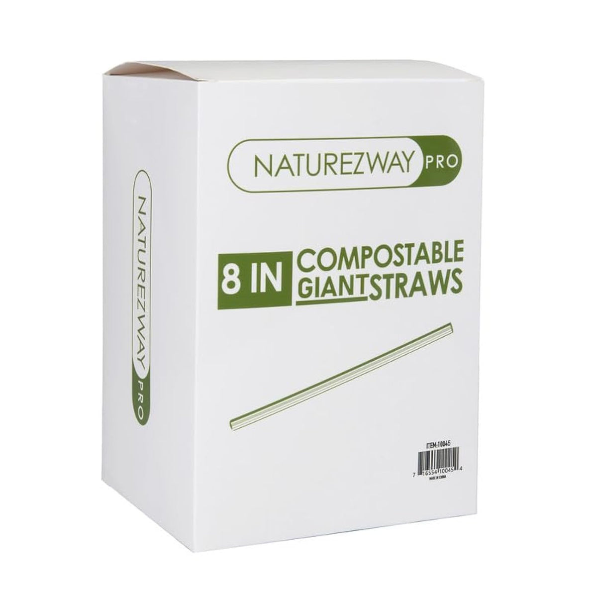 NatureZway (250 Pack) Jumbo Straws (8") (Wrapped Individually): Restaurant Grade, Plant-Based, Compostable