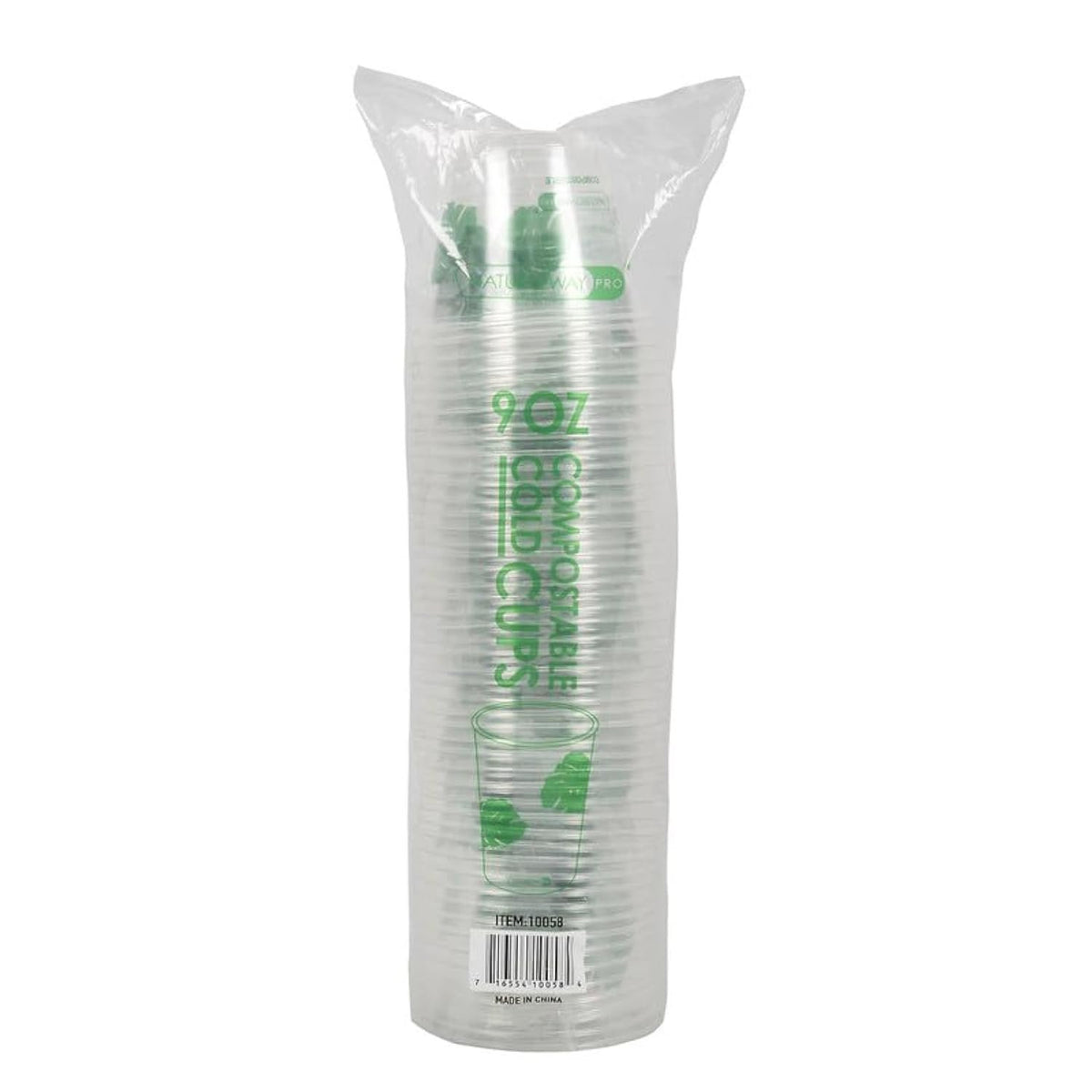 NatureZway 9 oz Compostable Cold Cups, 1000 Pack - Plant-Based & Leak-Proof, Eco-Friendly Party Cups