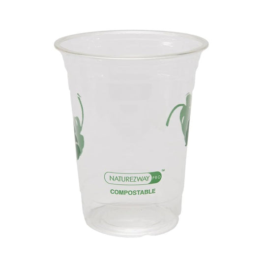NatureZway 50 Pack Compostable Cold Cups (12 oz.) - Leak Proof, Heavy Duty, Plant-Based