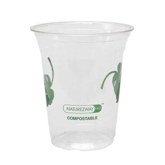NatureZway 50 Pack Compostable Cold Cups (12 oz.) - Leak Proof, Heavy Duty, Plant-Based