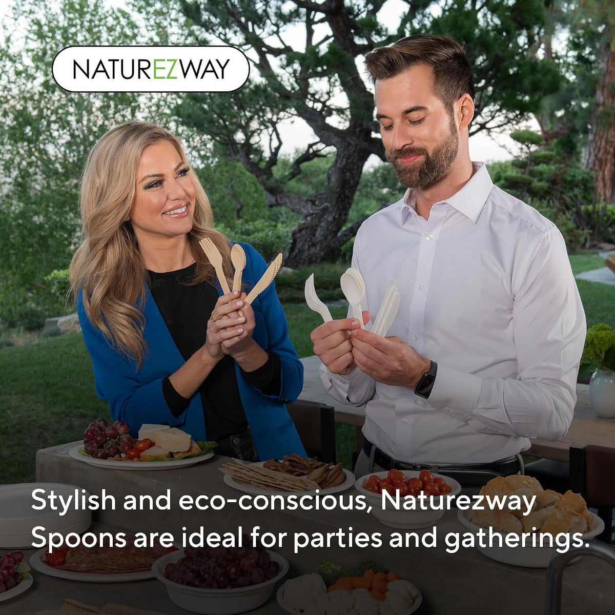 NatureZway 100% Compostable Forks - Pack of 150 - Eco-Friendly Disposable Cutlery, Sturdy & Durable Utensils for Parties, Picnics, and Everyday Use, Tree Free, Heat Resistant