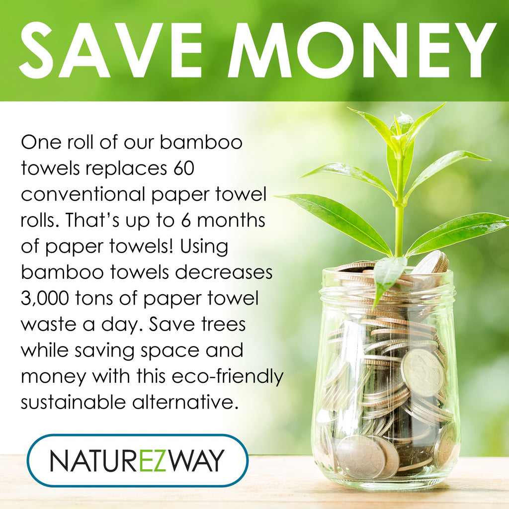 Bamboo Towels - Heavy Duty Eco Friendly Machine Washable Reusable Bamboo Towels - One Roll replaces 6 Months of, 2