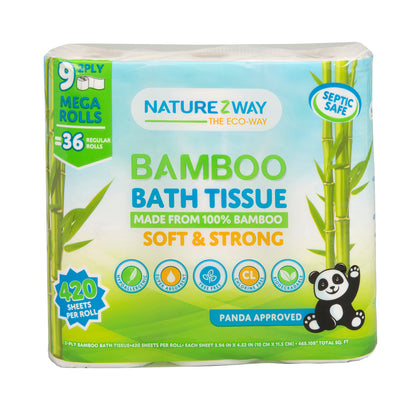 Eco-Friendly 2-Ply Toilet Paper – Compostable Bamboo Tissue Rolls