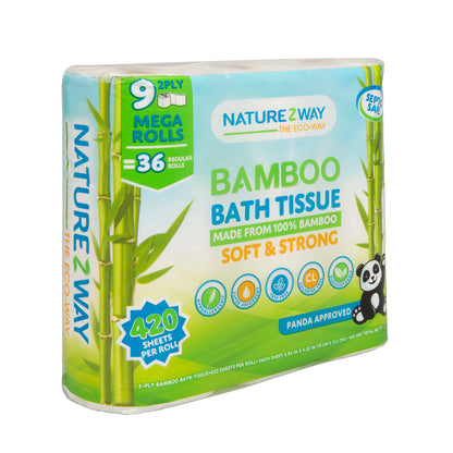Eco-Friendly 2-Ply Toilet Paper – Compostable Bamboo Tissue Rolls