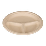 (20 PACK) 10" Bamboo & Sugarcane Round Disposable Compostable Plates 3 Compartments