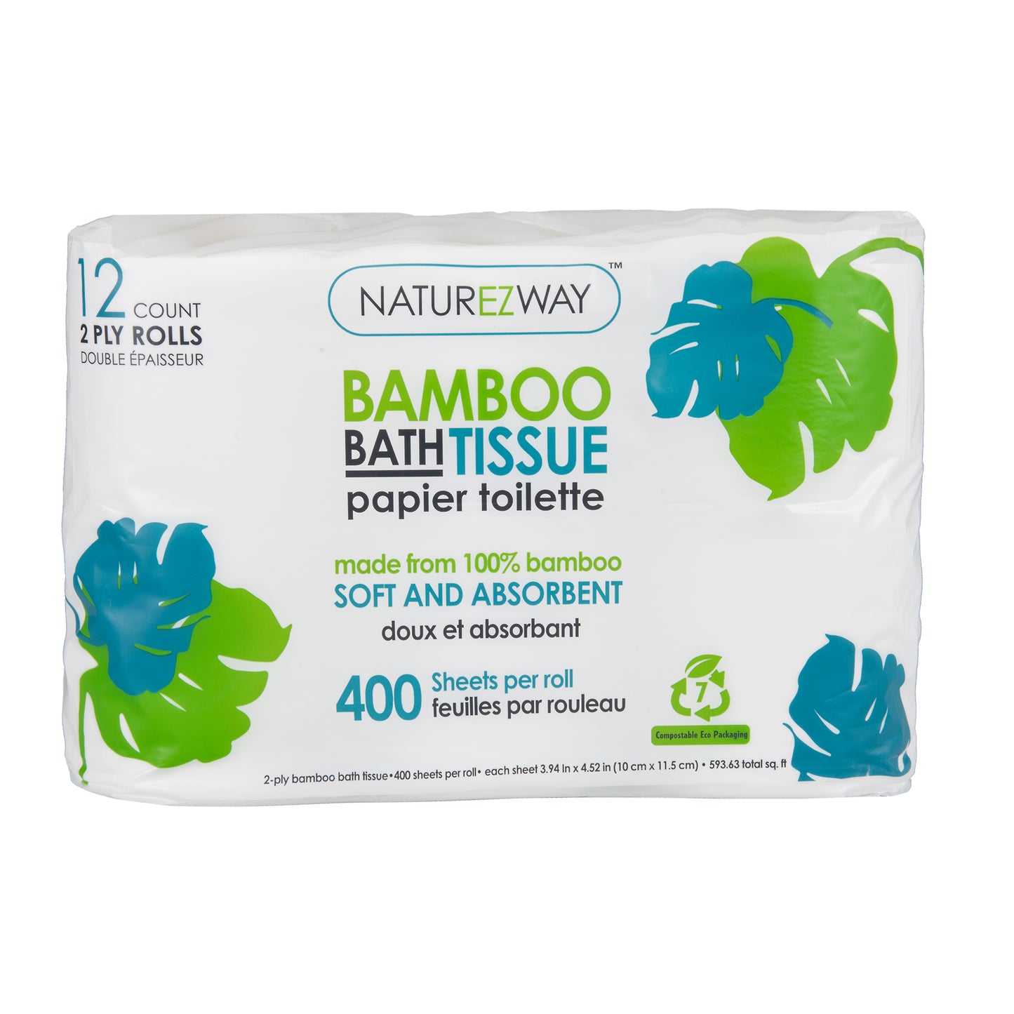 Eco-Friendly 2-Ply Toilet Paper – Compostable Bamboo Tissue Rolls