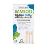 (24 PACK) Bamboo Assorted Cutlery 8 Forks/8 Spoons/8 Knives