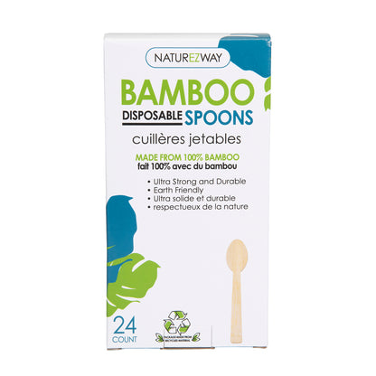 Eco-Friendly 24 PACK Bamboo Disposable Spoon – Compostable & Sustainable