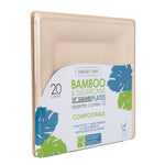 (20 PACK) 10" Inch Bamboo Square Plates