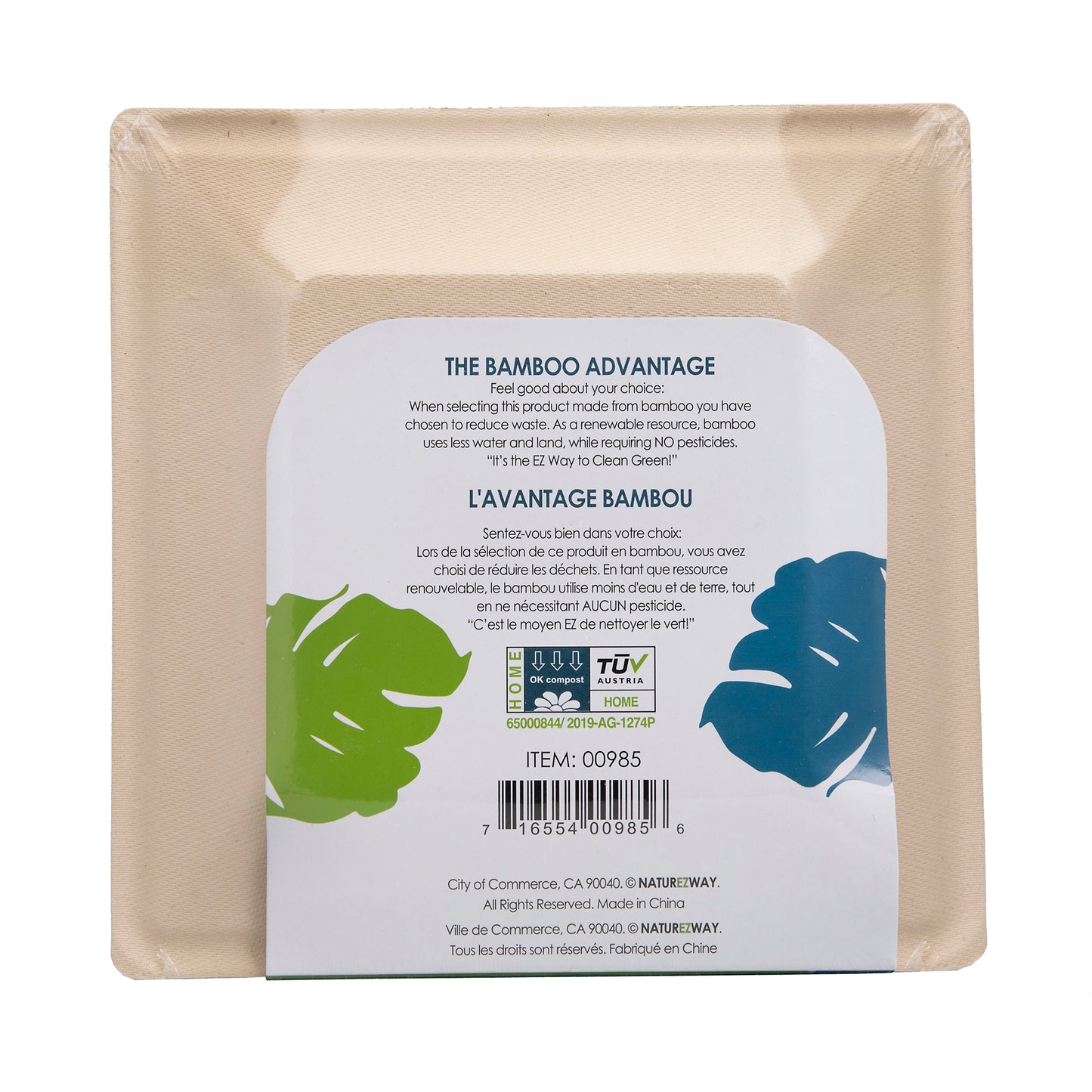 (20 PACK) 10" Inch Bamboo Square Plates