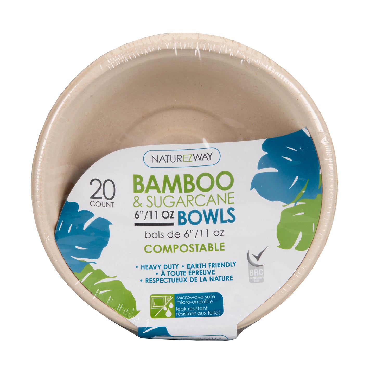 Eco-Friendly 20 PACK 6" Inch Bamboo 11.oz Round Bowls – Compostable & Sustainable