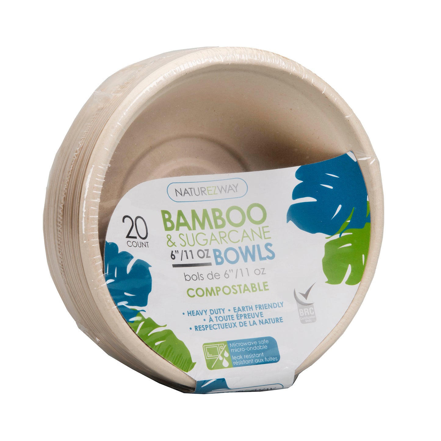 Eco-Friendly 20 PACK 6" Inch Bamboo 11.oz Round Bowls – Compostable & Sustainable